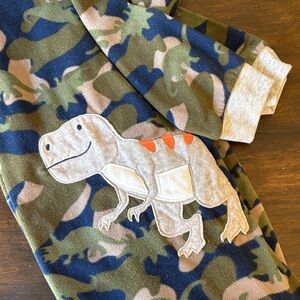 Carter's Green and Blue Dinosaur Camouflage Footsie Pajama Set size 12
